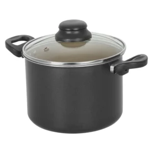 Caldeirão Reto Antiaderente Preto e Creme