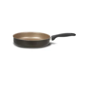 Frigideira Reta Antiaderente Preto e Creme com tampa